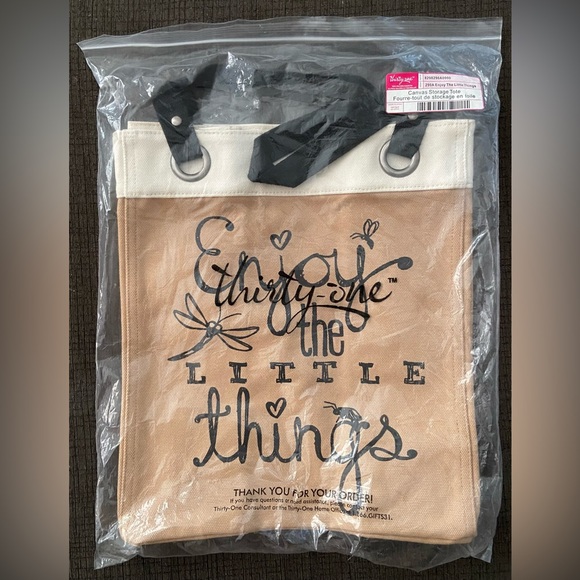 Discontinued Thirty One Canvas Storage Tote: Enjoy the Little Things - Picture 2 of 4